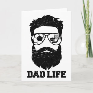 Fußball Hockey Dad Unordentliches Haar Bart Fußbal Karte