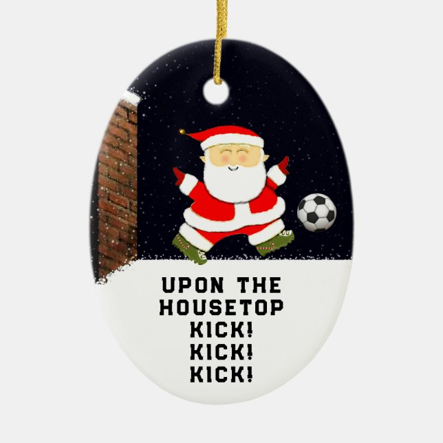Fußball-Holiday-Geschenk Keramik Ornament (Vorne)