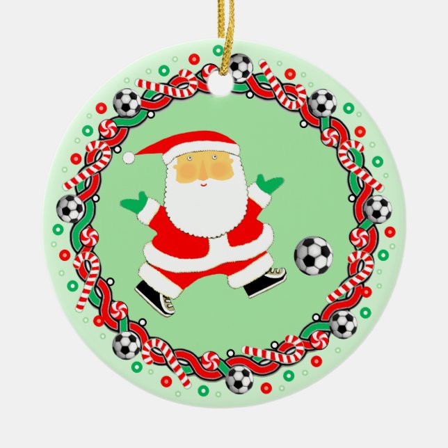 Fußball-Holiday-Geschenk Keramik Ornament (Vorne)