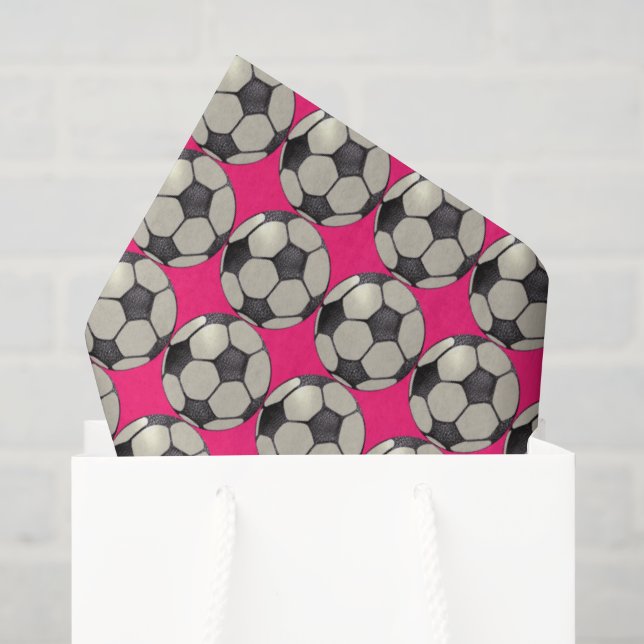 Fußball / Hot Pink Seidenpapier (Geschenk Tasche)
