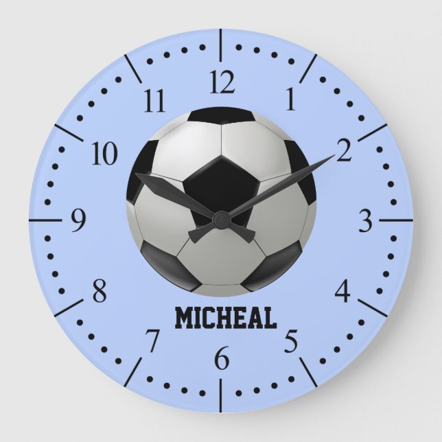 Fußball-Illustration personalisiert Große Wanduhr (Vorderseite)