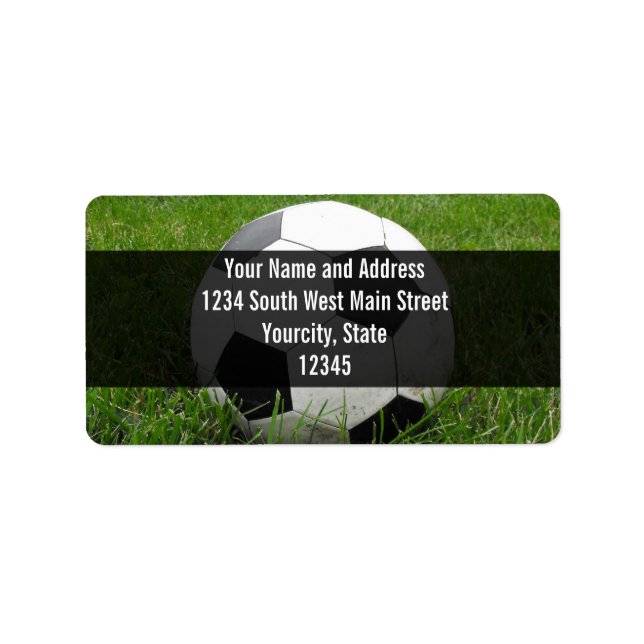Fußball im Gras Adressaufkleber (Vorne)