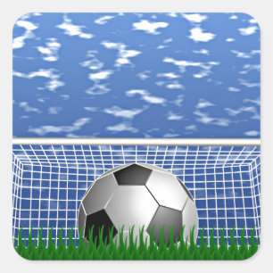 Fußball im Netz Quadratischer Aufkleber
