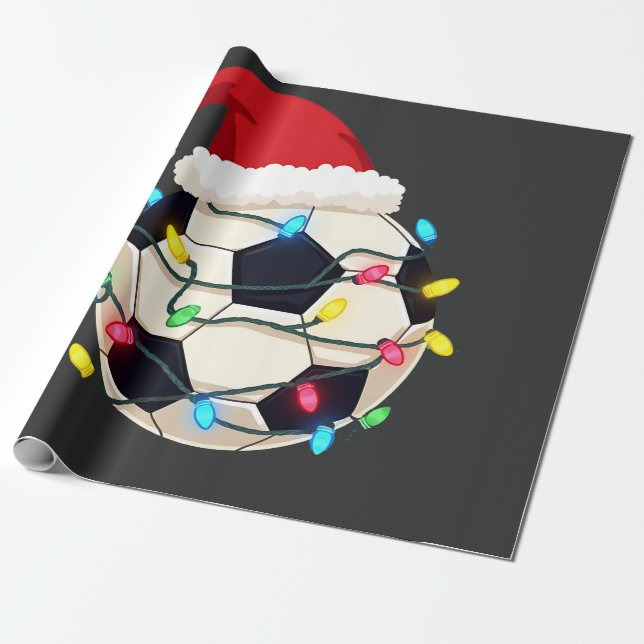 Fußball im Weihnachtslicht ummantelt Fußball-Spiel Geschenkpapier (Ungerollt)