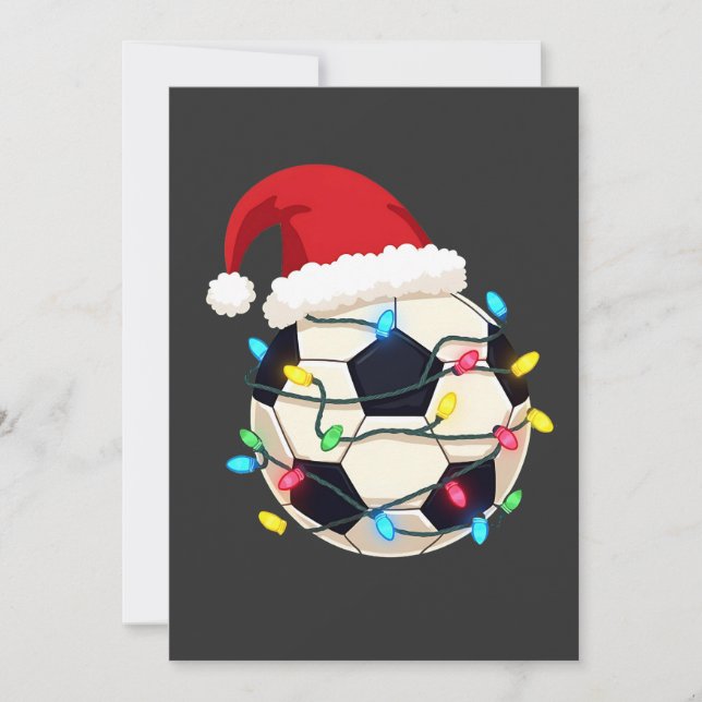 Fußball im Weihnachtslicht ummantelt Fußball-Spiel Save The Date (Vorderseite)