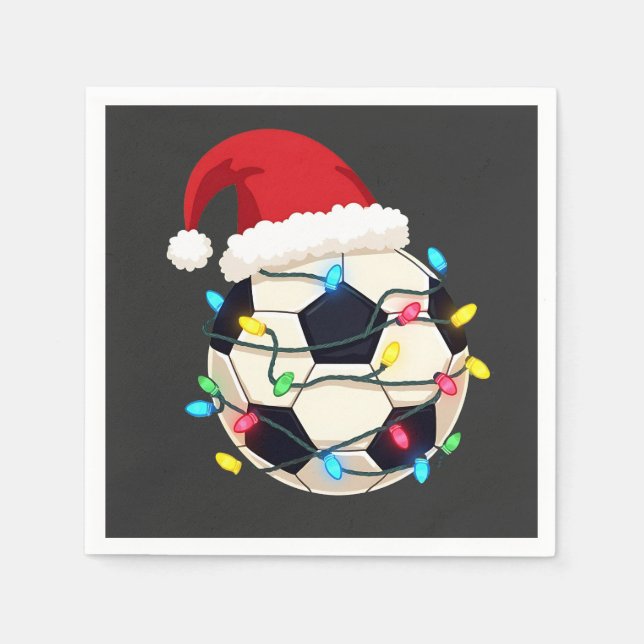 Fußball im Weihnachtslicht ummantelt Fußball-Spiel Serviette (Vorderseite)