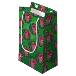 Fußball im Weihnachtsreich auf Grün Kleine Geschenktüte