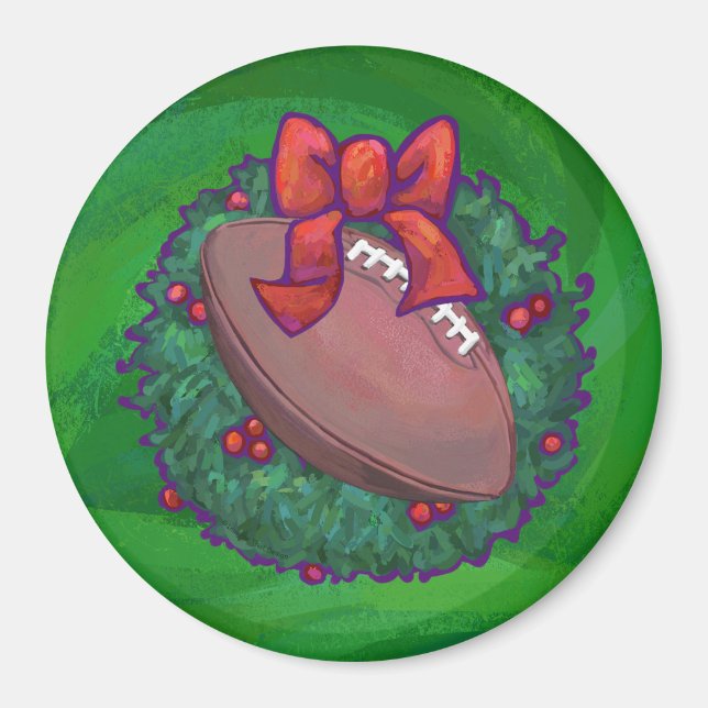 Fußball im Weihnachtsreich auf Grün Magnet (Vorne)