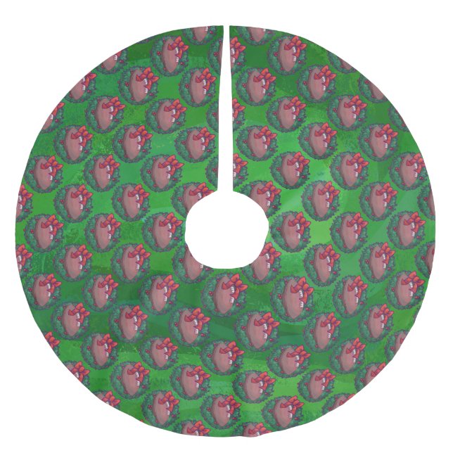 Fußball im Weihnachtsreich auf Grün Polyester Weihnachtsbaumdecke (Vorderseite)