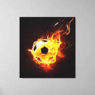 Fußball in den Flammen Leinwanddruck