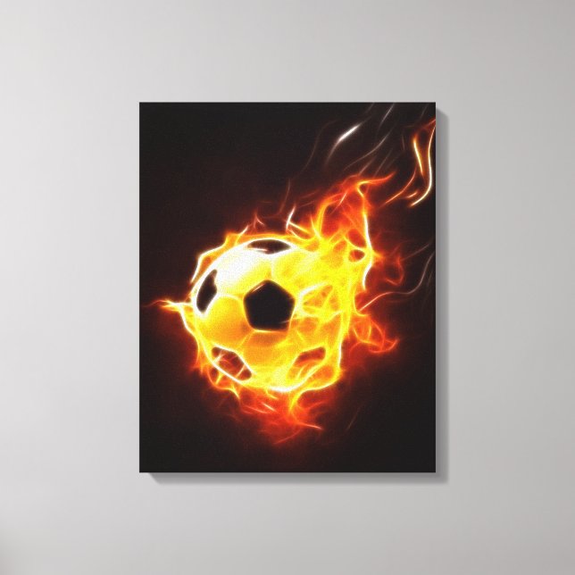 Fußball in Flammen Leinwanddruck (Vorderseite)