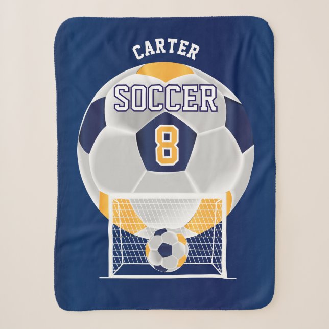 Fußball in Gold, Weiß und Blau Sherpadecke (Vorderseite)
