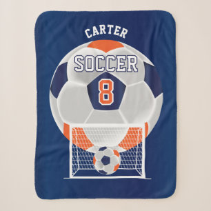 Fußball in Orange, White und Blue Sherpa Blank Sherpadecke