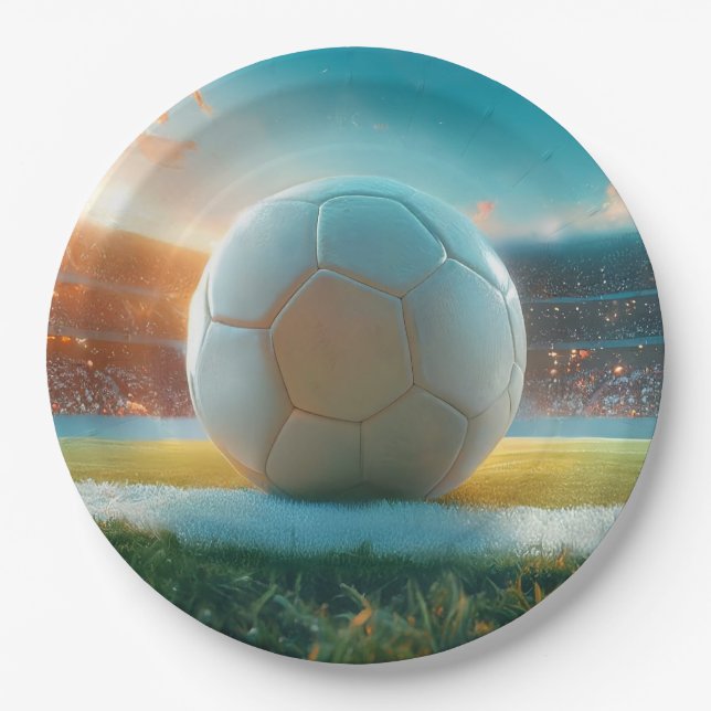 Fußball in weiß pappteller (Vorderseite)