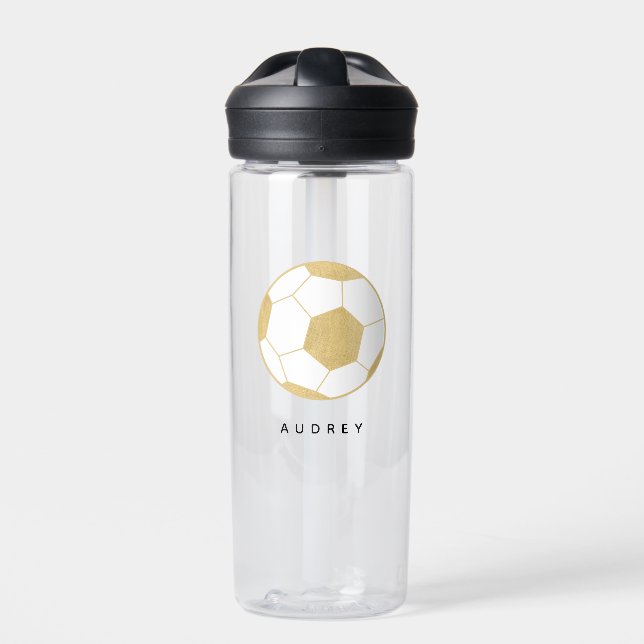 Fußball-Individuelle Name Gold Wasserflasche Trinkflasche (Vorderseite)