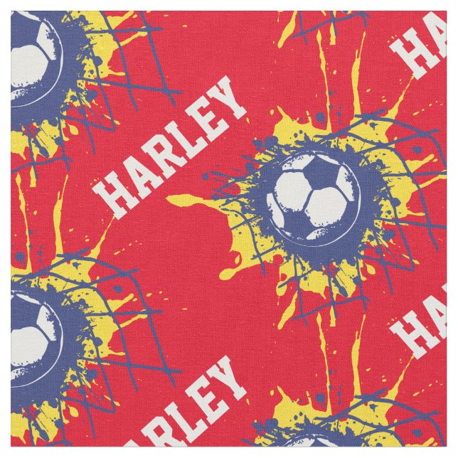 Fußball individuelle Name Muster Stoff (Nahaufnahme)