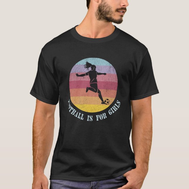 Fußball ist für Mädchen Sportfußball Vint T-Shirt (Vorderseite)