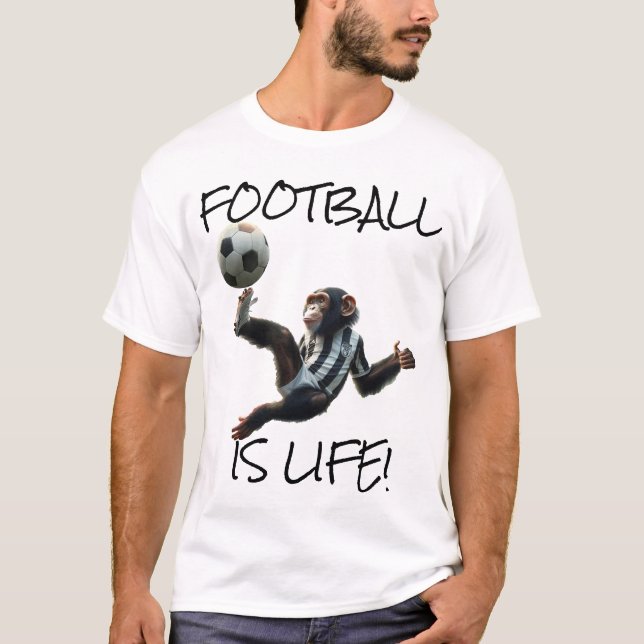 "Fußball ist Leben" Chimp Soccer T-Shirt (Vorderseite)