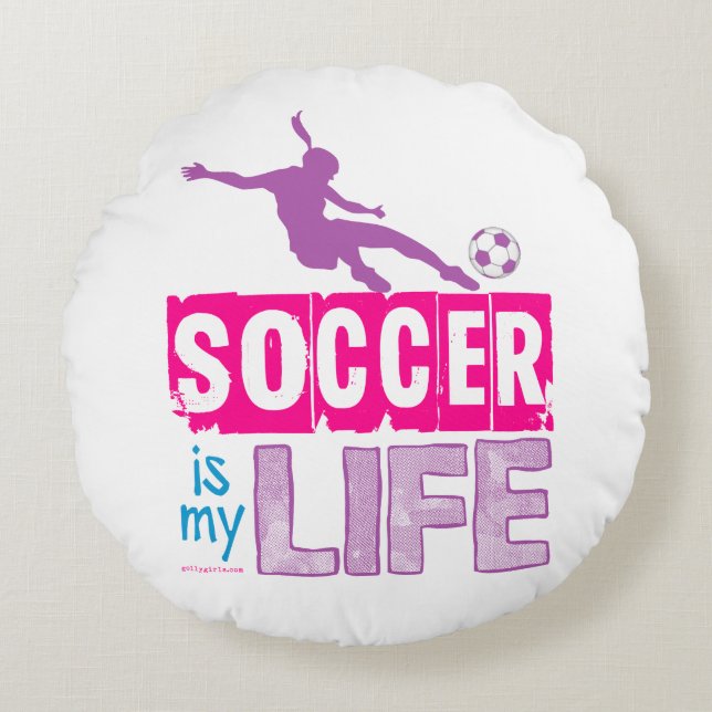 Fußball ist mein Leben Rundes Kissen (Vorderseite)