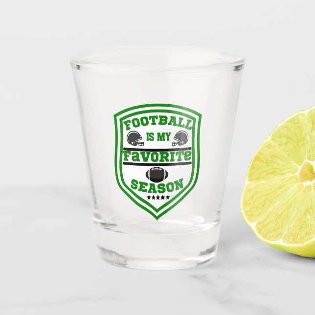 Fußball ist mein Lieblingssaison Logo Grün Schwarz Schnapsglas (Vorderseite)