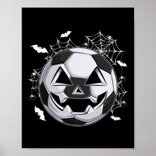 Fußball-Jack-O-Lantern-Kürbisgesicht-Halloween-Kos Poster