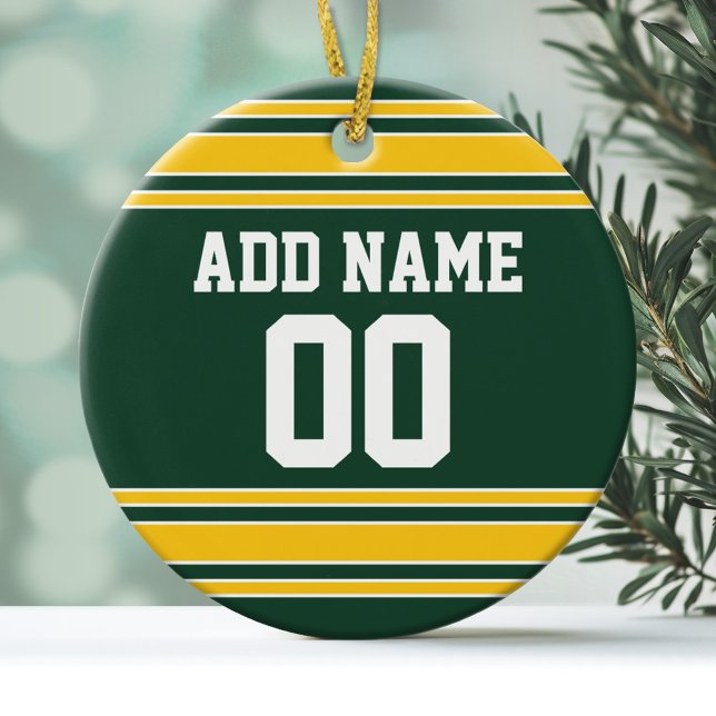 Fußball Jersey mit Individuelle Name Nummer Keramikornament (Personalized Christmas Ornament - Football Sorts Jersey Stripes)