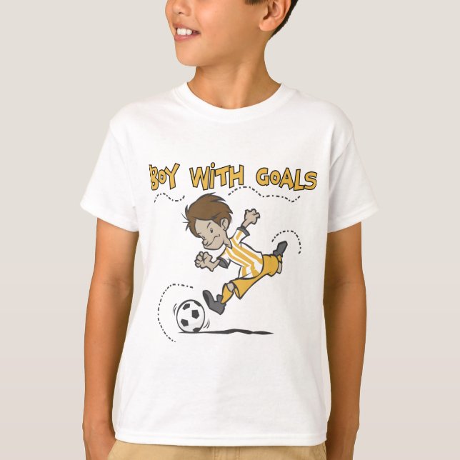 Fußball - Junge mit Ziel-T-Shirts und Geschenken T-Shirt (Vorderseite)