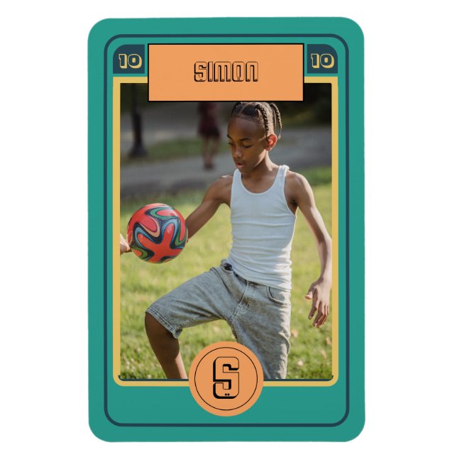 Fußball-Karte im Retro-Modus inspiriert Personalis Magnet (Vertikal)