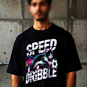 Fußball Katze Tolles Dribbling Spieler T-Shirt Ges