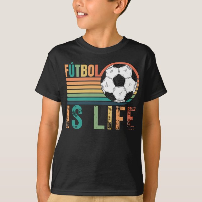 Fußball-Kinderhemden, Retro Style Futbol IS Leben T-Shirt (Vorderseite)