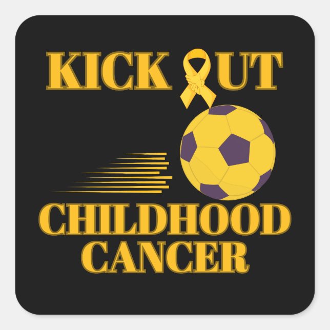 Fußball Kinderkrebs Bewusstsein Kick it out Quadratischer Aufkleber (Vorderseite)