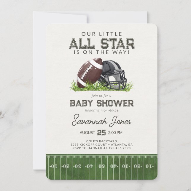 Fußball Kleiniges All Star Baller Baby Dusche Einladung (Vorderseite)