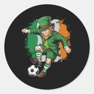 Fußball Kobold St Patricks Day Jungen Kinder Männe Runder Aufkleber