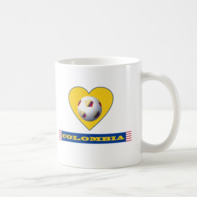 FUSSBALL KOLUMBIEN gelbes Herz National Team Kaffeetasse (Rechts)