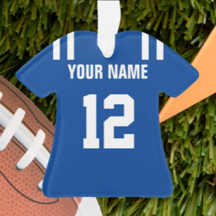 Fußball-Königsblau-u. Weiß-Jersey-Verzierung Ornament