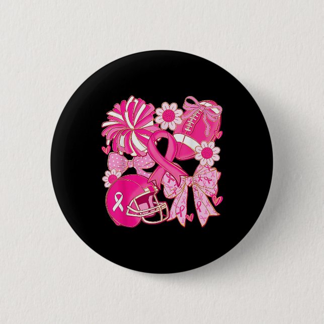 Fußball-Krieger rosa Kokette Busskrebs A Button (Vorderseite)