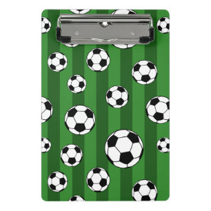 Fußball-Kugelmuster auf grünen Streifen Mini Klemmbrett