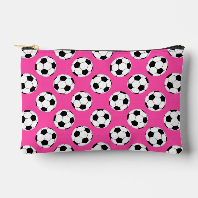 Fußball-Kugelmuster rosa Zubehörtasche (Vorderseite)