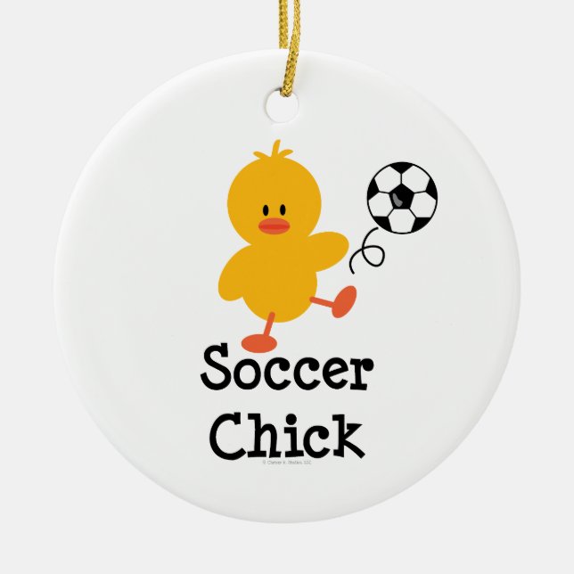 Fußball-Küken-Verzierung Keramik Ornament (Vorne)