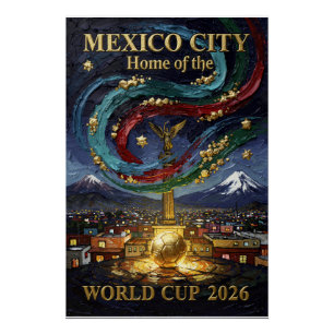 Fußball-Kunst-Stadion Mexico City 2026 Poster