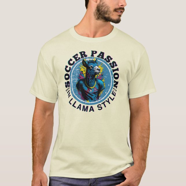 Fußball-Leidenschaft im Lama-Stil, Fußball T-Shirt (Vorderseite)