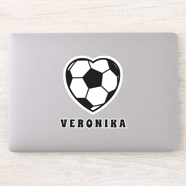 Fußball Liebe Herz gestalterter Ball & Mädchenname Aufkleber (Computer)