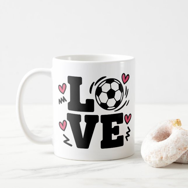 Fußball-Liebe Niedlich Fußball-Spielertrainer Spor Kaffeetasse (Mit Donut)