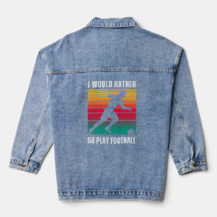 Fußball liebt Zitat mit weißem Text Jeansjacke