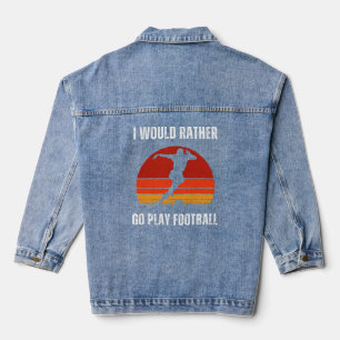 Fußball liebt Zitat mit weißem Text Jeansjacke