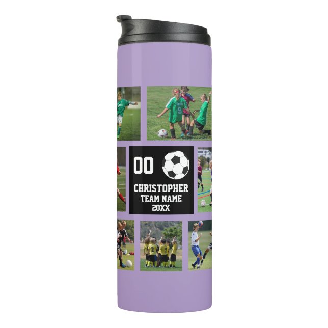 Fußball Lila Thermosbecher (Nach rechts gedreht)