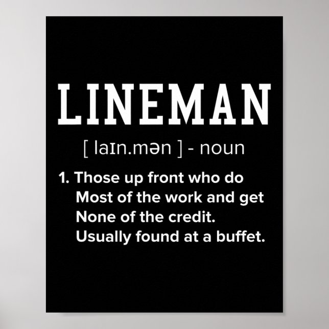 Fußball Lineman Definition Funny Offensive Linema Poster (Vorne)