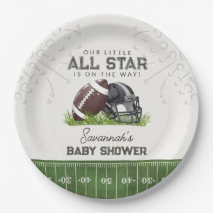 Fußball Little All Star Touchdown Baby Shower Pappteller