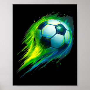 Fußball Ll Farbiger Effekt Tie Dye Grün Gelb Blau Poster