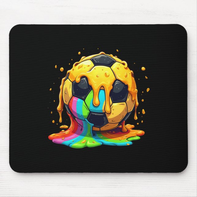 Fußball Ll Regenbogen Creme Drip Jugend Drip Fußba Mousepad (Vorne)